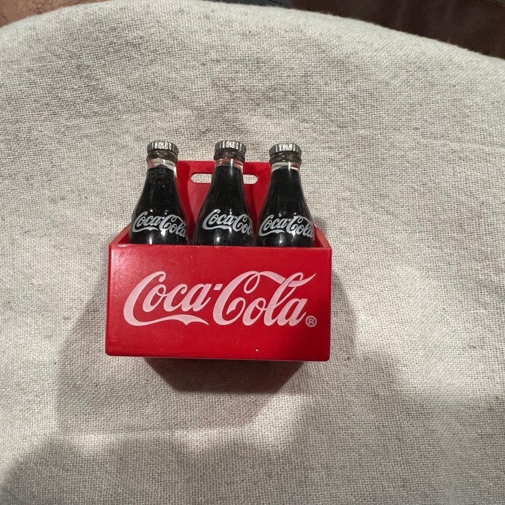 Vintage Coca-Cola 6 Pack Bottle Magnet Miniature Soda Red Carrier Collectible